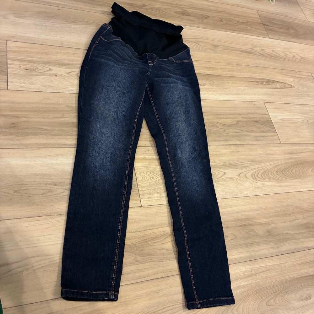 1822 Denim Maternity Jeans Dark‎ Wash Size 26 Skinny Leg Over Belly